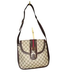 Gucci Supreme GG Canvas Leather Shoulder Bag Sherry Line Web Ophidia Vintage
